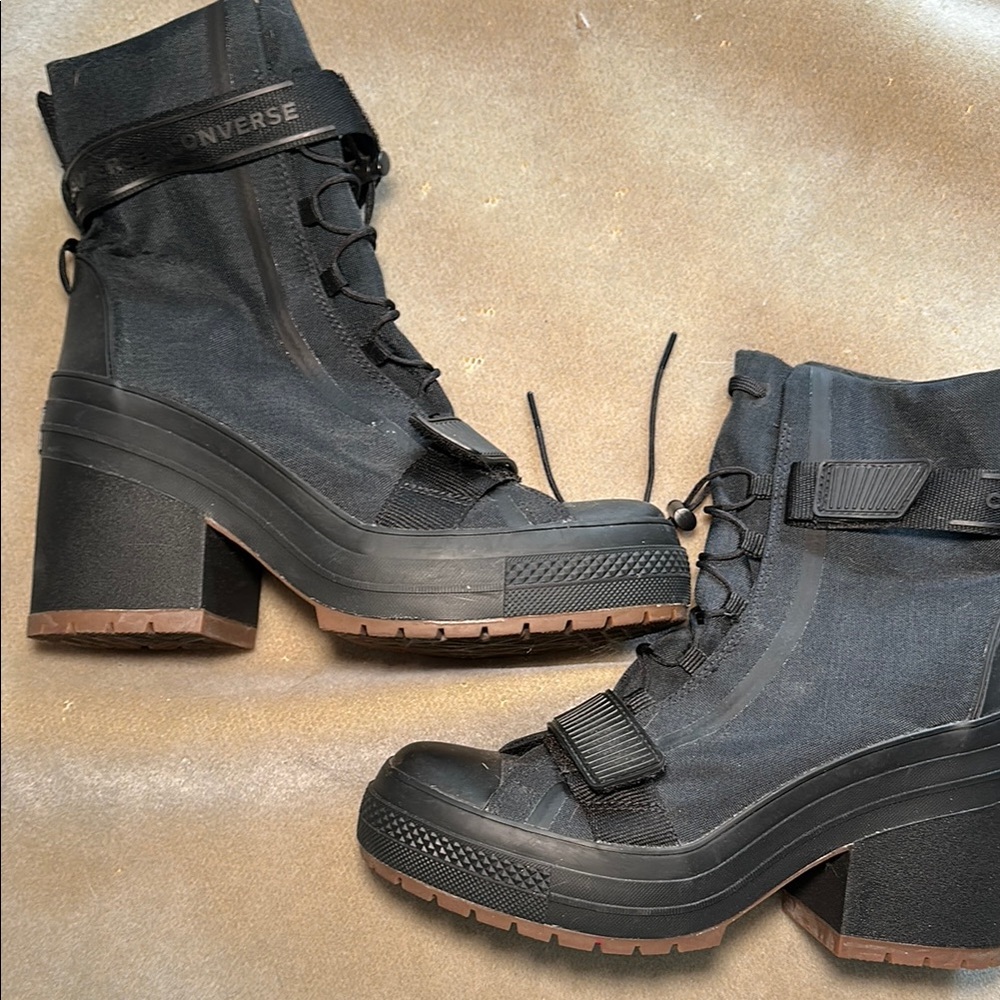 Converse Black Heeled Boots with Rugged Sole
